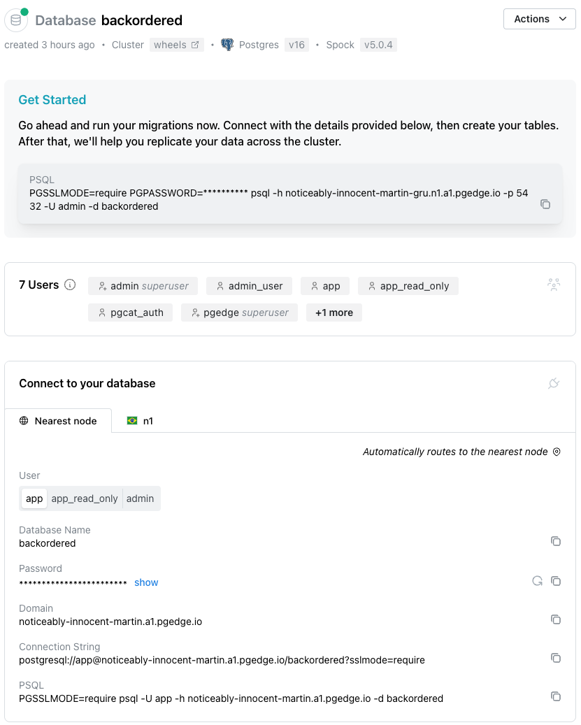 pgEdge Database Console